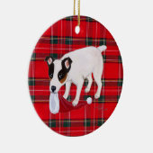 Persoonlijke kerstman Jack Russell Terrier Tartan Keramisch Ornament (Rechts)