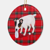 Persoonlijke kerstman Jack Russell Terrier Tartan Keramisch Ornament (Links)