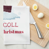 Persoonlijke kerstman op het dak theedoek (Quarter Fold)