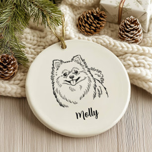 Persoonlijke Kerstman Pomeranian Hond Keramisch Ornament