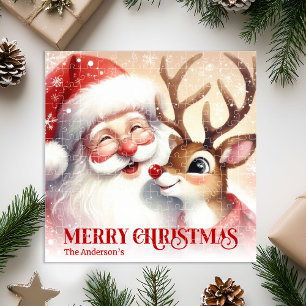 Persoonlijke Kerstman Rudolph Besneeuwde Kerstpuzz Legpuzzel