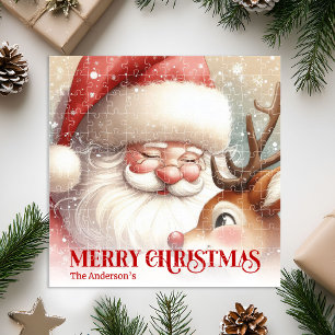 Persoonlijke Kerstman Rudolph Kerstcadeau voor Kin Legpuzzel