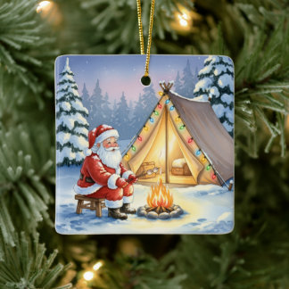 Persoonlijke Kerstman Winter Kamperen Kerstmis Keramisch Ornament