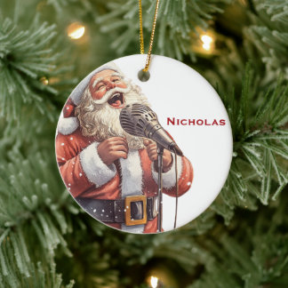 Persoonlijke Kerstman zingend  Keramisch Ornament