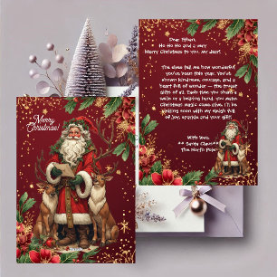 Persoonlijke kerstmanbrief Noordpool Cute Reindeer Feestdagenkaart