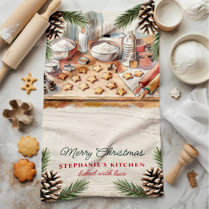 Persoonlijke Kerstmis Bakkerij Pijnboom Theedoek