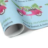 Persoonlijke kerstmis | Blauw rode scooter Cadeaupapier (Rol Hoek)