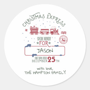 Persoonlijke Kerstmis Express Trein Kerstman Ronde Sticker