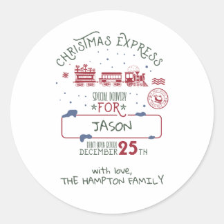 Persoonlijke Kerstmis Express Trein Kerstman Ronde Sticker