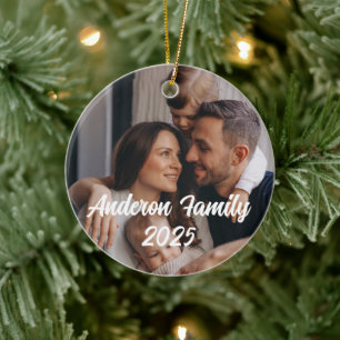 Persoonlijke Kerstmis Familie Aangepaste Foto Teks Keramisch Ornament