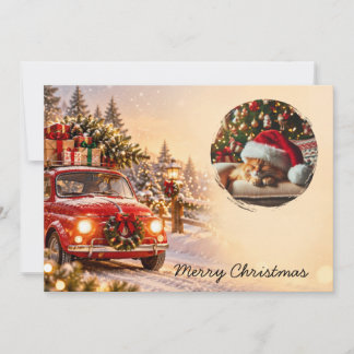 Persoonlijke Kerstmis Familie Naam Foto Feestdagenkaart