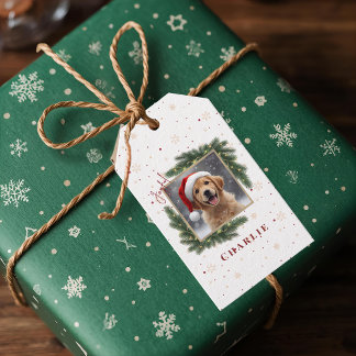 Persoonlijke Kerstmis Huisdier Foto – Vakantie  Cadeaulabel