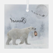 Persoonlijke Kerstmis IJsbeer Licht Glas Ornament (Achterkant)
