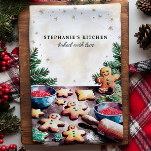 Persoonlijke Kerstmis Koekjes van Gemberkoek Theedoek