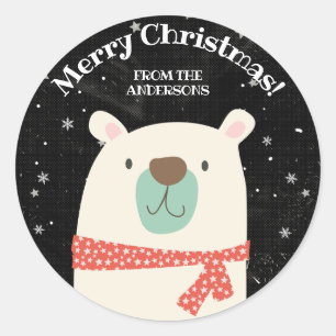 Persoonlijke Kerstmis met Ijsbeer Ronde Sticker
