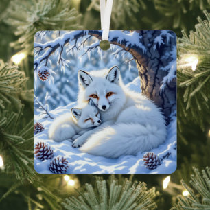 Persoonlijke Kerstmis met Vossen Thema Metalen Ornament