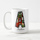 Persoonlijke Kerstmis monogram mok, Collega cadeau Koffiemok (Links)