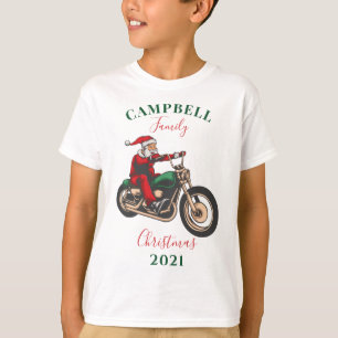 Persoonlijke Kerstmis Motorrijder Familie Matching T-shirt