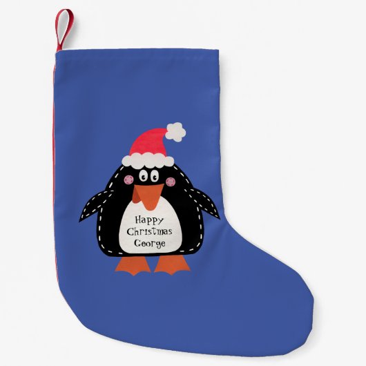 Persoonlijke kerstmis pinguïn kleine kerstsok (Voorkant)