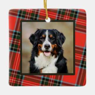 Persoonlijke Kerstmis Plaid Familie Foto Keramisch Ornament