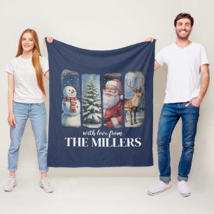 Persoonlijke Kerstmis Vintage Kerstman Sneeuwman Fleece Deken