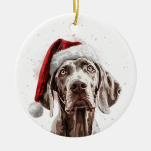 Persoonlijke Kerstmis Weimaraner Hond Keramisch Ornament