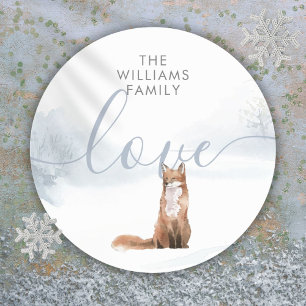 Persoonlijke Kerstmis Winter Bos Vos Ronde Sticker