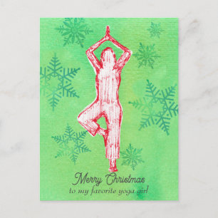 Persoonlijke Kerstmis Yoga Boomhouding Feestdagenkaart