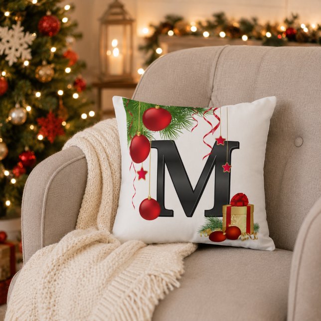 Persoonlijke Kerstmonogram Worp Kussen (Creator heeft geüpload)