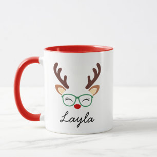 Persoonlijke Kerstmug met Rendier Schattige Kers Mok
