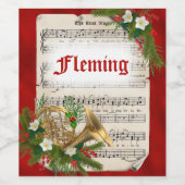 Persoonlijke kerstmuziek wijn etiket (Enkel label)