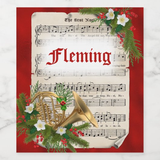 Persoonlijke kerstmuziek wijn etiket (Enkel label)