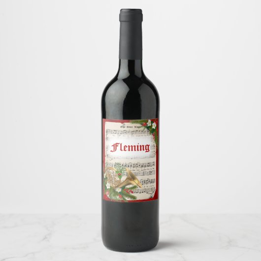 Persoonlijke kerstmuziek wijn etiket (Voorkant)