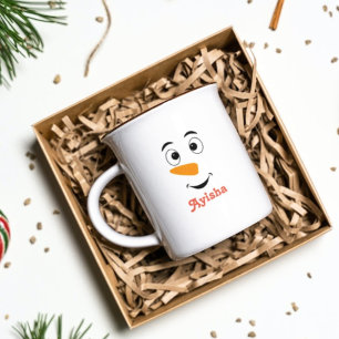Persoonlijke kerstnaam mok, sneeuwpoppetje koffiemok