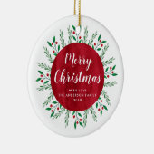 Persoonlijke kerstrode Waterverf Floral Keramisch Ornament (Rechts)