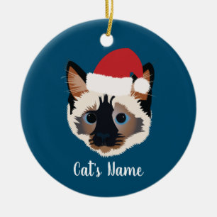 Persoonlijke kerstsiamese kat keramisch ornament