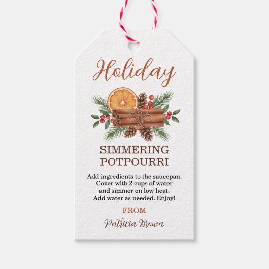 Persoonlijke Kerstsimmermengeling Potpourri Cadeaulabel (Voorkant)