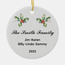 Persoonlijke kerstsleutel voor familie keramisch ornament