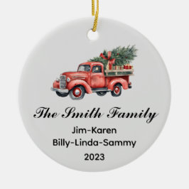 Persoonlijke kerstsleutel voor familie keramisch ornament