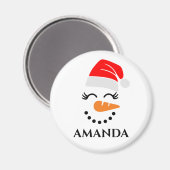 Persoonlijke kerstsneeuwman met aangepaste naam magneet (Voorkant / Achterkant)