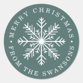 Persoonlijke kerstsnowflake ronde sticker (Voorkant)