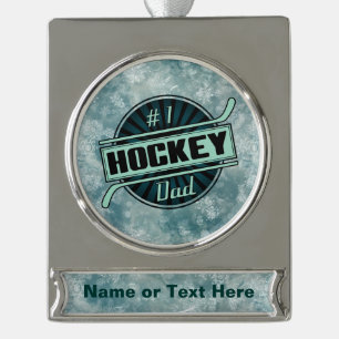 Persoonlijke kerstversiering #1 Hockey Dad Verzilverd Banner Ornament