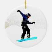 Persoonlijke kerstversiering met Snowboarding Keramisch Ornament (Achterkant)