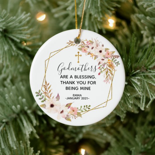 Persoonlijke kerstversiering van Floral Godmoeder Keramisch Ornament (Boom)