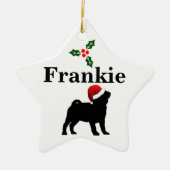 Persoonlijke kerstversiering van Pug Dog Keramisch Ornament (Voorkant)