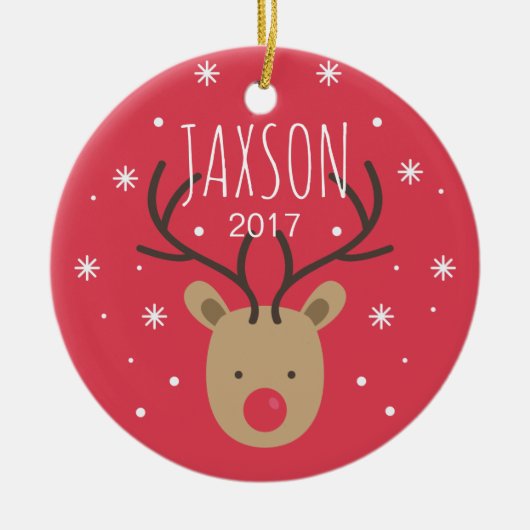 Persoonlijke kerstversiering van rendierporselein keramisch ornament (Voorkant)