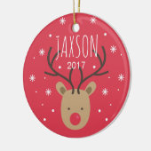 Persoonlijke kerstversiering van rendierporselein keramisch ornament (Links)