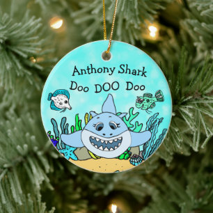 Persoonlijke kerstversiering voor de Baby Shark Fa Keramisch Ornament