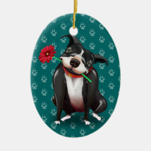 Persoonlijke kerstversieringen in Pitbull   Blauw Keramisch Ornament