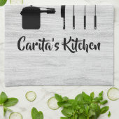 Persoonlijke keukenhanddoeken voor witte houten te (Gevouwen)